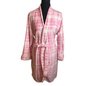 Lauren Ralph Lauren Monogram Robe Womens XL Pink Plush Belted Shawl Collar Cozy
